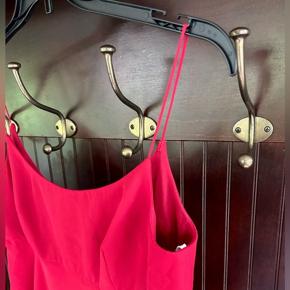 Y2K LORI ANN MONTREAL Babydoll Cherry Red Spaghetti Strap Tiered Slip Dress Sz L - Picture 5 of 15